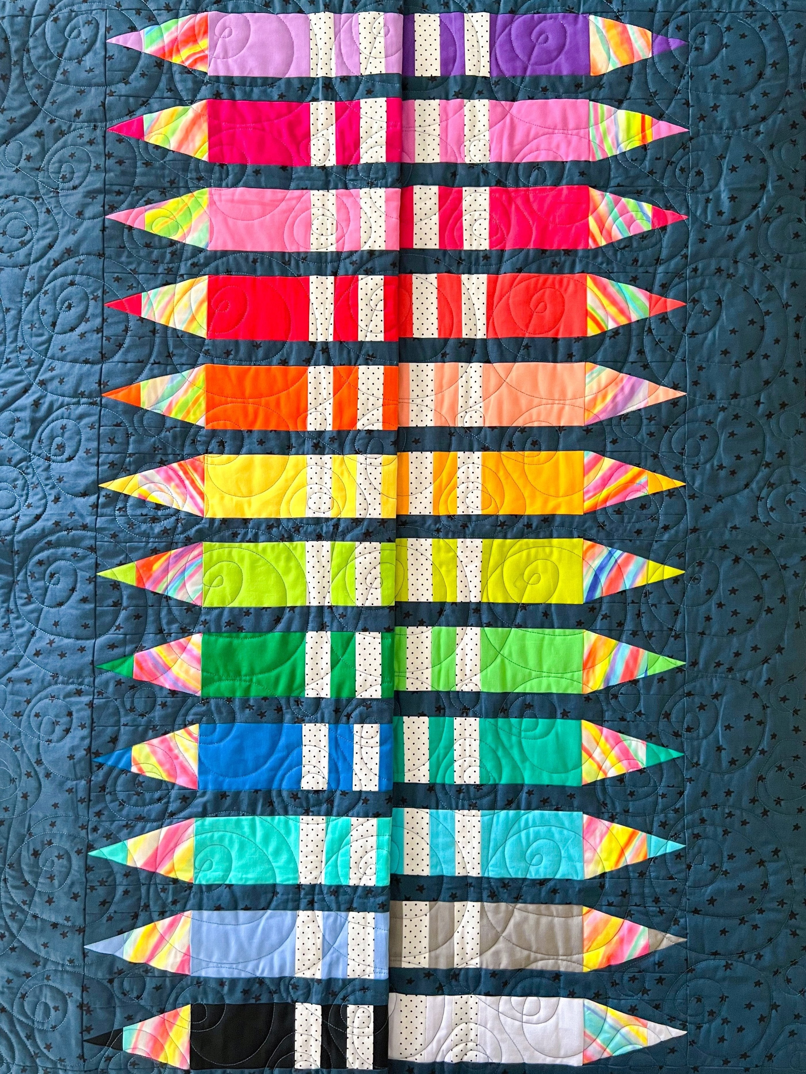 Create Joy Quilt Pattern closeup of the 24 colored pencils