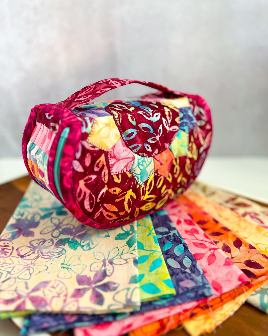 Small Dresden Pouch made with the Expressions Batik collection A New Day by Riley Blake Designs