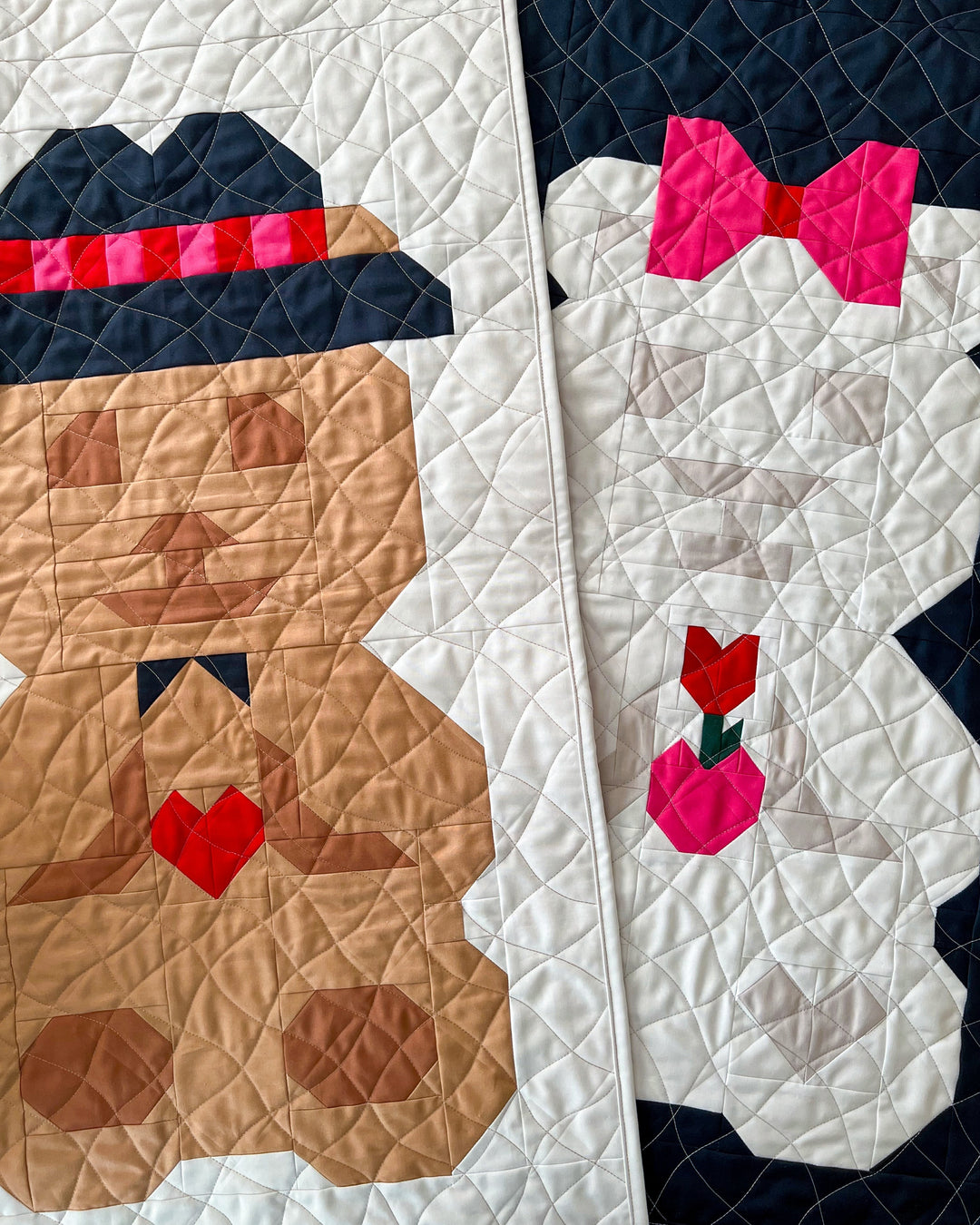 January Pals, Mr Beary Valentine and Miss Beary Rosey Quilt Block Patterns