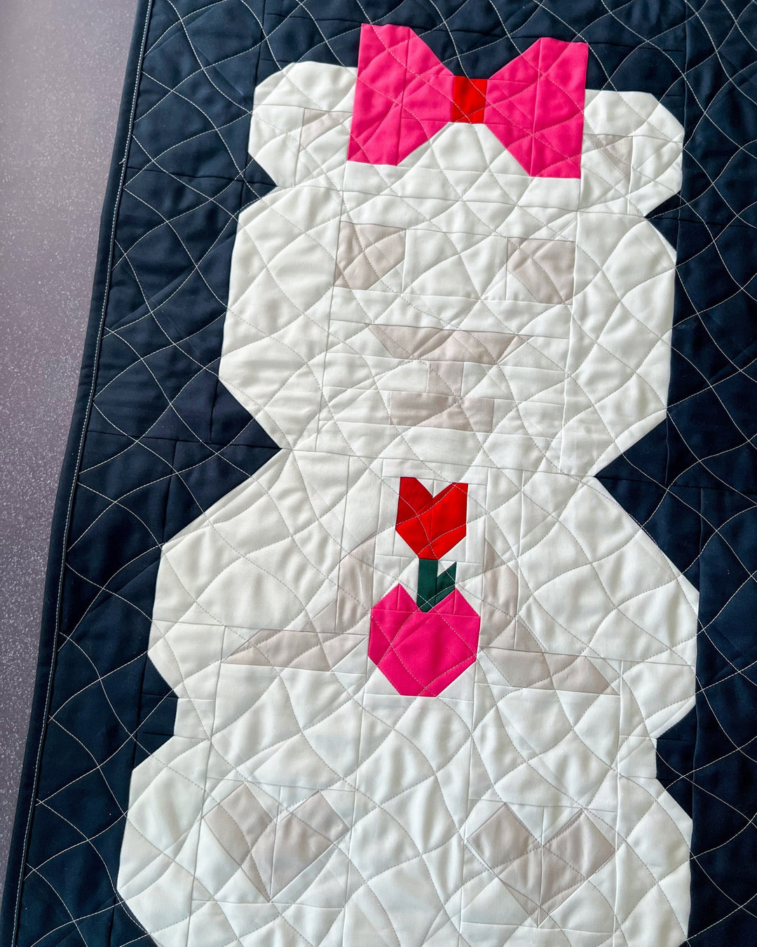 Miss Beary Rosey Quilt Block Pattern