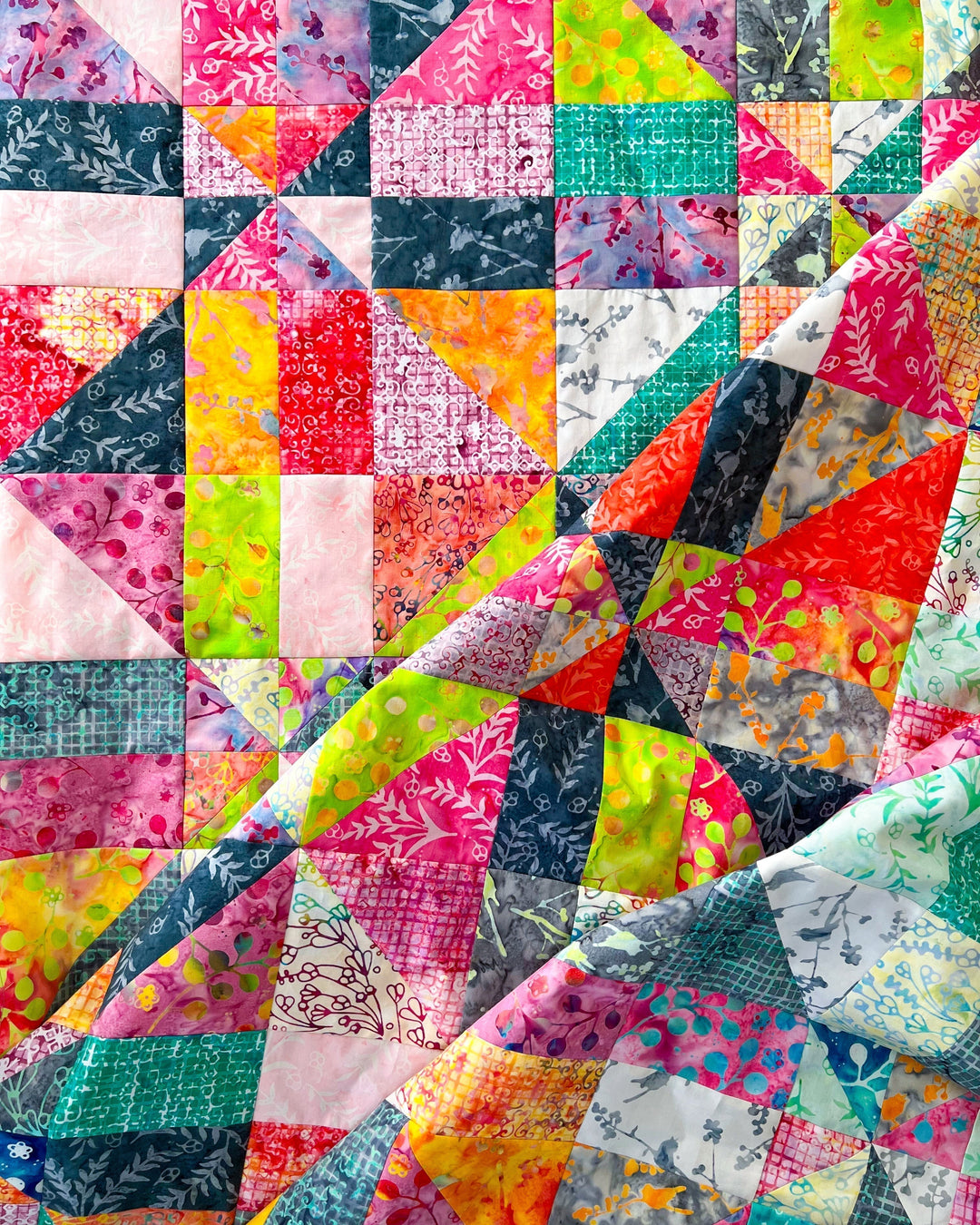 Scrappy Disappearing Pinwheel Quilt Block... Free Pattern