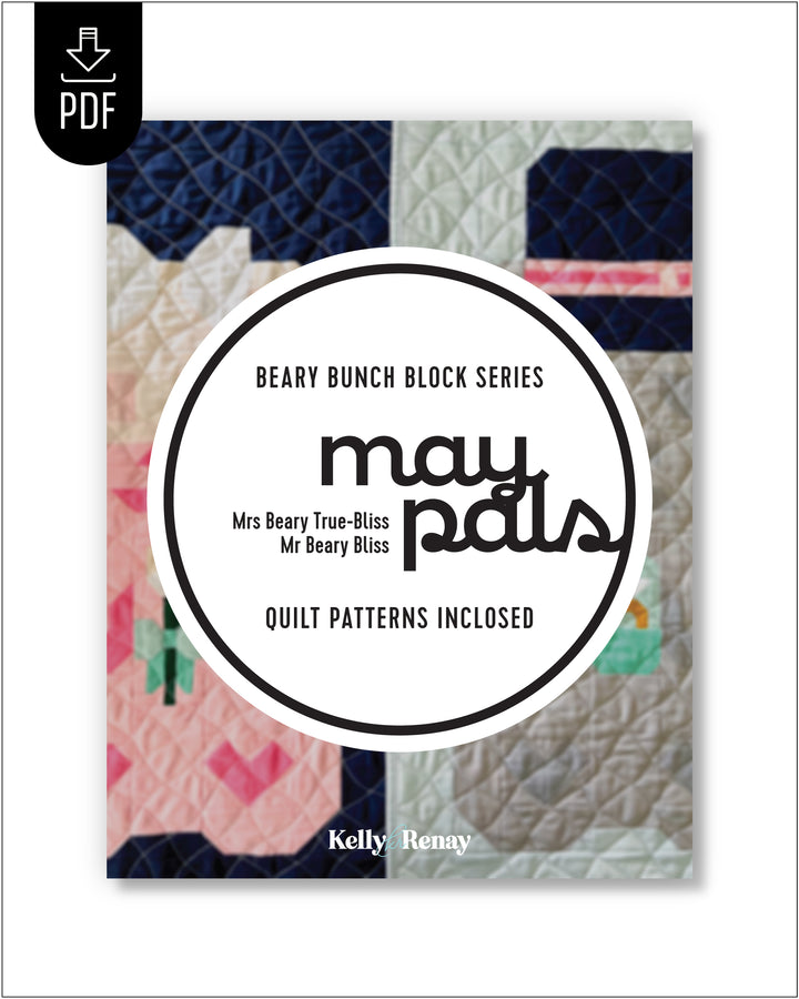 Quilt pattern book cover for the Beary Bunch Block Series May Pals