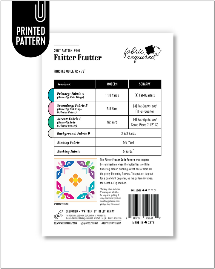 Flitter Flutter Quilt Pattern Fabric Requirements