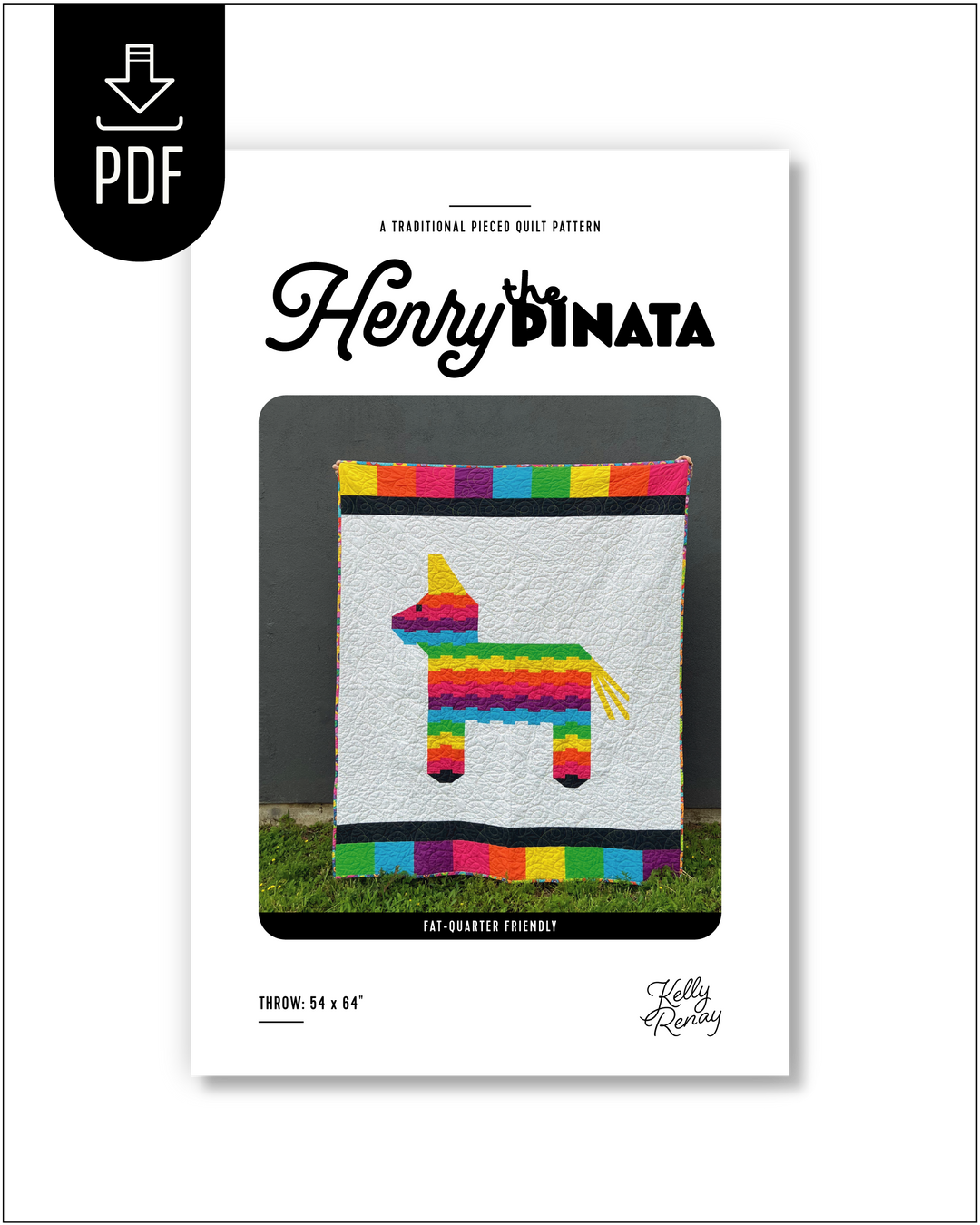 Henry the Pinata Quilt Pattern Cover by Kelly Renay