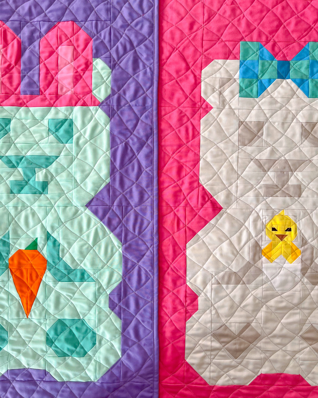 the March pals, a duo of springtime themed quilted bears