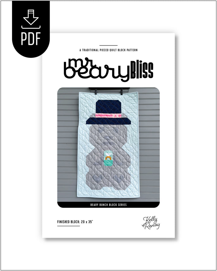Quilt block pattern packaging with quilt image and &