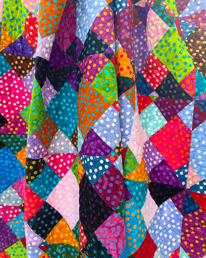 Utter Chaos Handmade Quilt - Large Throw Size - Neon Pop Fabric