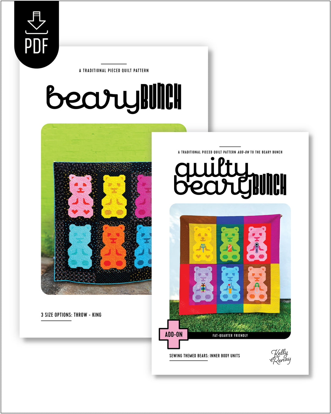 Two quilt pattern booklets from Beary Bunch are shown on a white background, one titled &