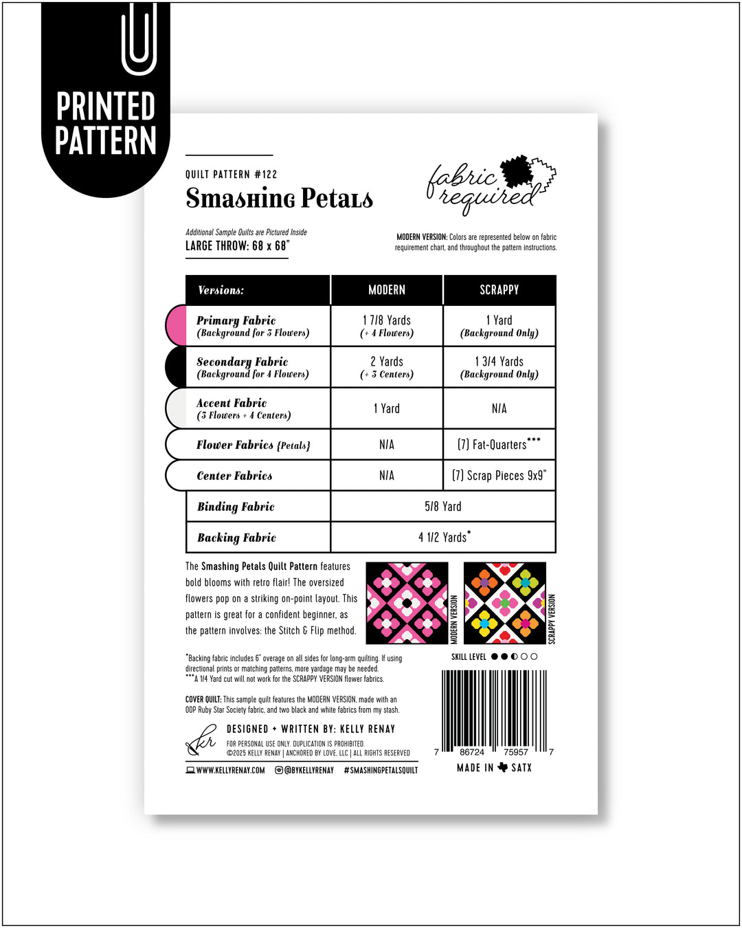 Smashing Petals Quilt - Paper Pattern
