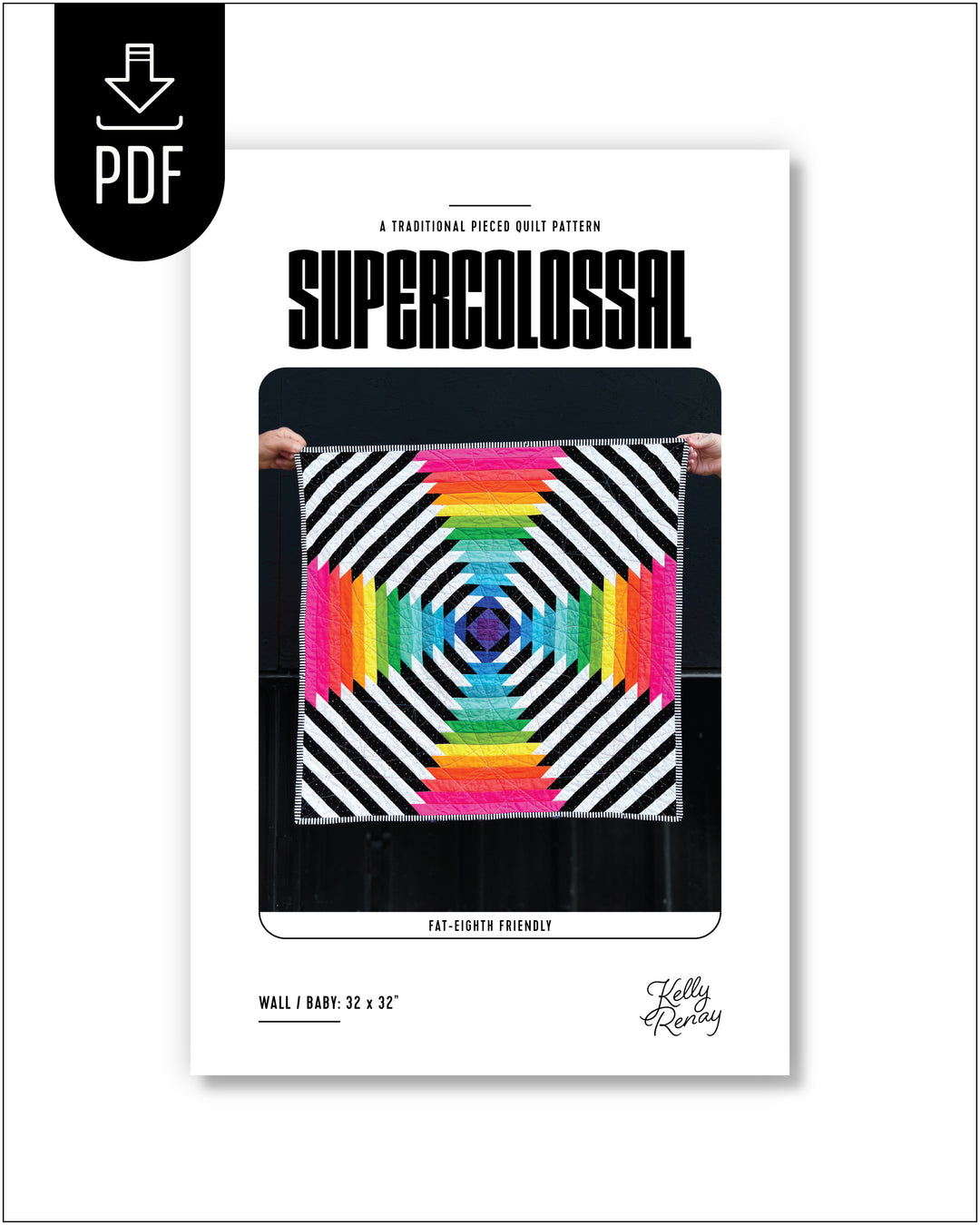 Supercolossal Quilt Pattern Cover with a colorfully graphic oversized pineapple quilt.
