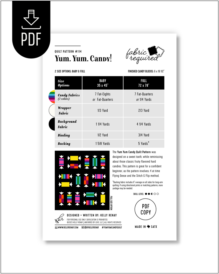 Yum Yum Candy Quilt Pattern - PDF